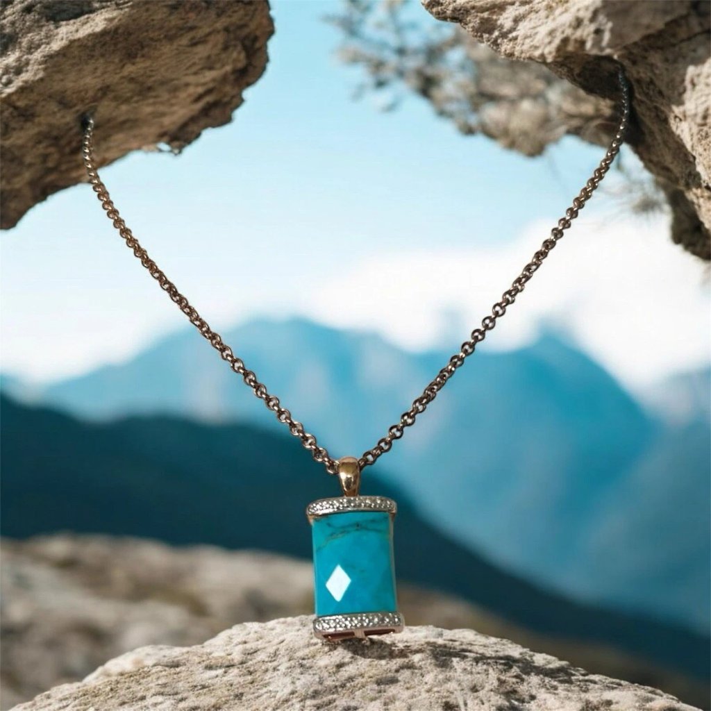 Ross SimonsNecklaceTurquoiseBohoPendant ChainYellow Gold Over Silver 33$